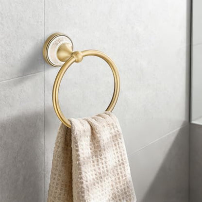 Towel Ring Wall Mounted Antique Brass Towel Holder for Bathroom (Antique Bronze)