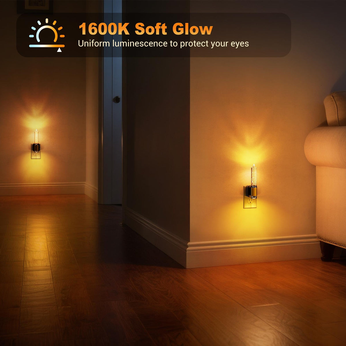 Night Light Flameless Candle Night Lights Plug into Wall (Crystal)