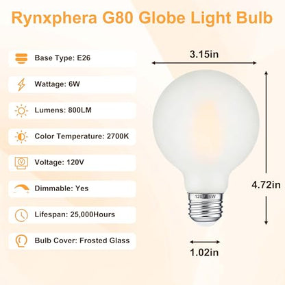 G80 2700K Dimmable Light LED Bulbs