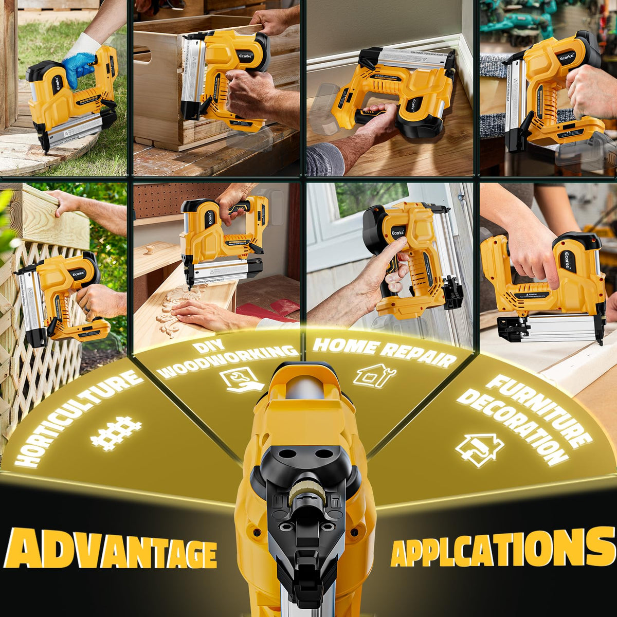 Cordless 2 Inch Brad Nailer Compatible with DeWalt 20V Battery (Yellow)