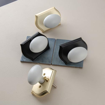 White Door Knobs Interior with Black Camelot Trim