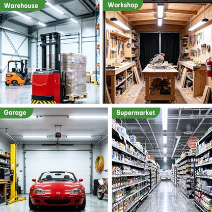 6 Pack) T5 LED Shop Light, 4FT 4500LM Garage Lighting, 45W (150W Equivalent), 6500K Linkable Integrated Light Fixture with ON/OFF Switch, Hanging or Ceiling Mount Bright White Light for Workshop (6 Pack)