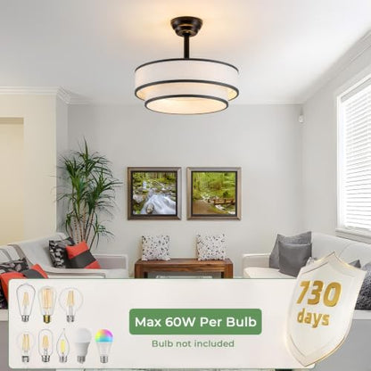 Tiffany Style Caged Ceiling Fan with Light and Remote Control