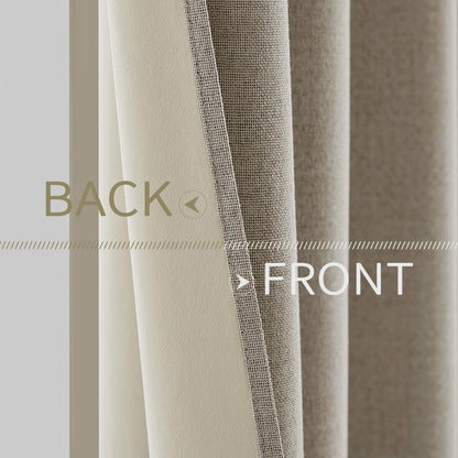 100% Blackout Linen Curtains for Bedroom 52x45 Inches Pebble Taupe (Pebble Taupe / 52"W x 45"L (Pack of 2))