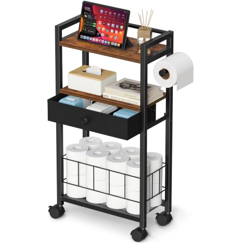 Freestanding Toilet Paper Holder with Storage Drawer
