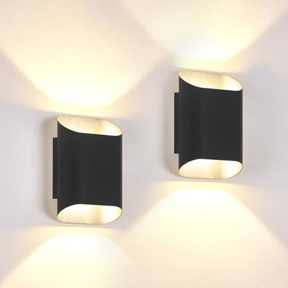 Black Up & Down Indoor Outdoor LED Wall Sconce (Black / 2 pack)