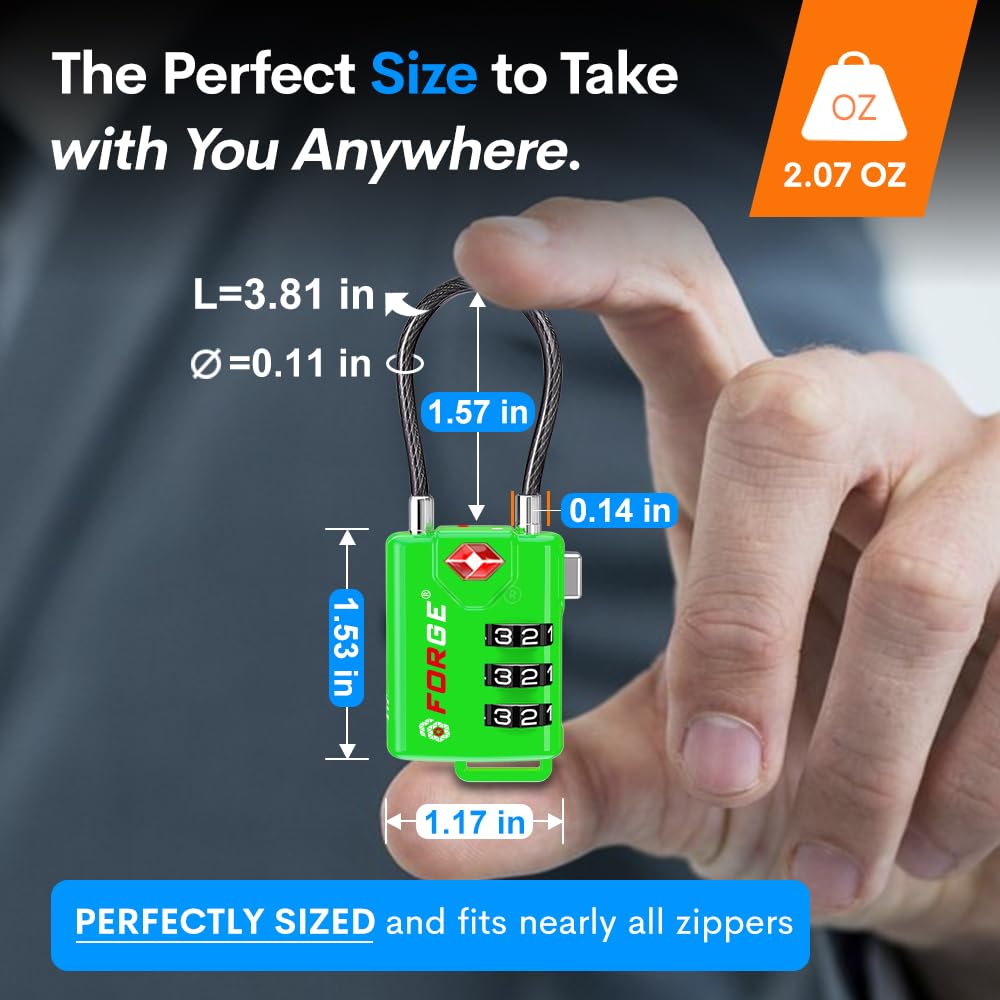 TSA Approved Luggage Locks (Green 4 Pack)