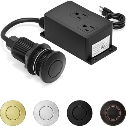 Garbage Disposal Air Switch Kit Dual Outlet (Matte Black)
