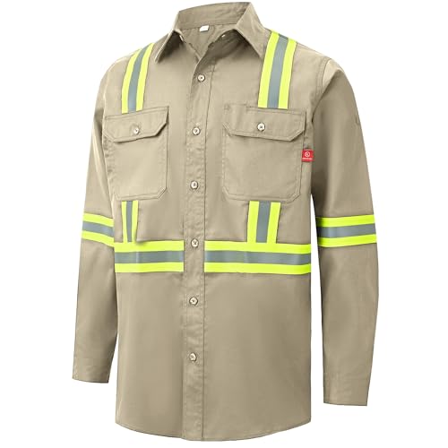 Hi Vis FR Shirt for Men 6.5oz Flame Resistant Welding Shirts