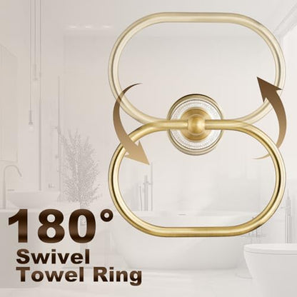 Towel Ring Wall Mounted Antique Brass Towel Holder for Bathroom (Antique Bronze Oval)