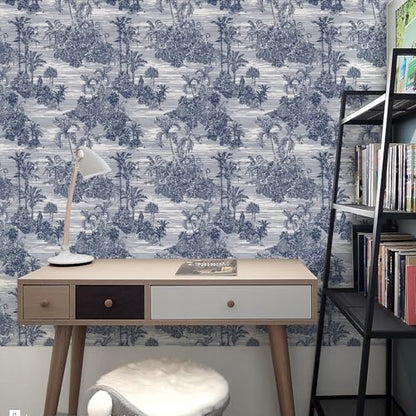 Jungle Peel and Stick Wallpaper Contact Paper Tropical Palm & Tiger Vintage Wallpaper Self Adhesive Removable Decor for Bedroom Cabinet Vinyl Wall Paper