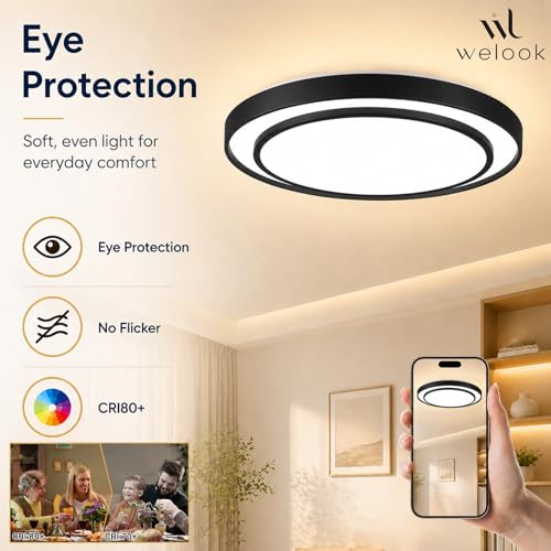 20 Inch LED Flush Mount Ceiling Light (Black / 20Inch)