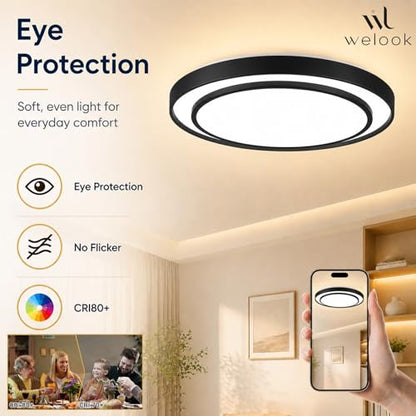 20 Inch LED Flush Mount Ceiling Light (Black / 20Inch)