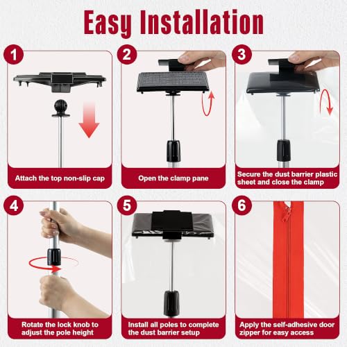 Dust Barrier Poles System with Zipper Door for Construction