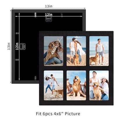 4x6 Picture Frame Collage Set of 2 (Rustic Black / 13x13in (2Pack))