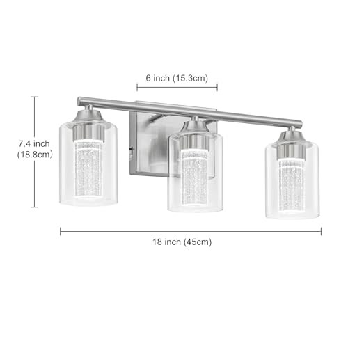 3 Light Brushed Nickel Bathroom Vanity Light with 3 Color Modes (3-light / Brushed Nickel)