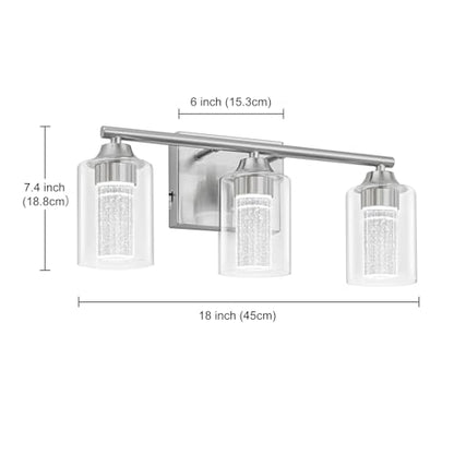 3 Light Brushed Nickel Bathroom Vanity Light with 3 Color Modes (3-light / Brushed Nickel)