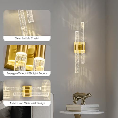 Modern Crystal Wall Sconces Hardwired Wall Sconce Bathroom Vanity Lights Fixtures 4000K Wall Light