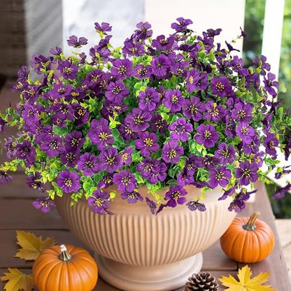 Artificial Flowers Daisy with Eucalyptus Leaves for Outdoor Indoor Garden Home Decoration 12 Bundles
