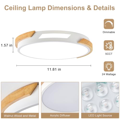 Modern Wood Dimmable Ceiling Light