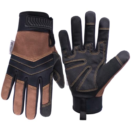 Work Gloves for Men Women Breathable Canvas Gardening Gloves for Yard Work Garage Mechanic Touchscreen Compatible