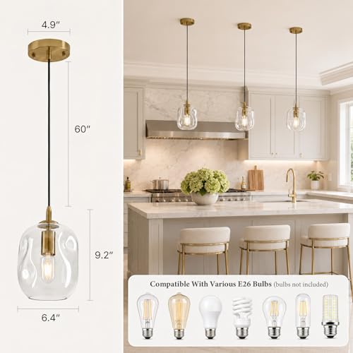 Gold Clear Organic Glass Pendant Lights