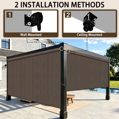Outdoor Roller Shades for Patio (Mocha / 48"W x 96"H)