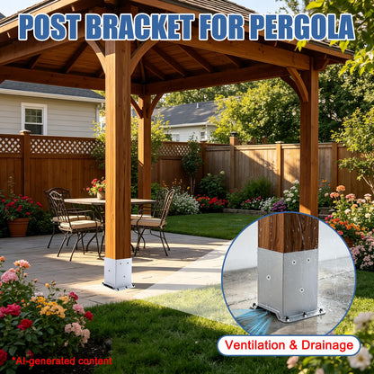 2 Pcs Silver 4"x 4" Post Base Fit (Silver / 4"x 4")
