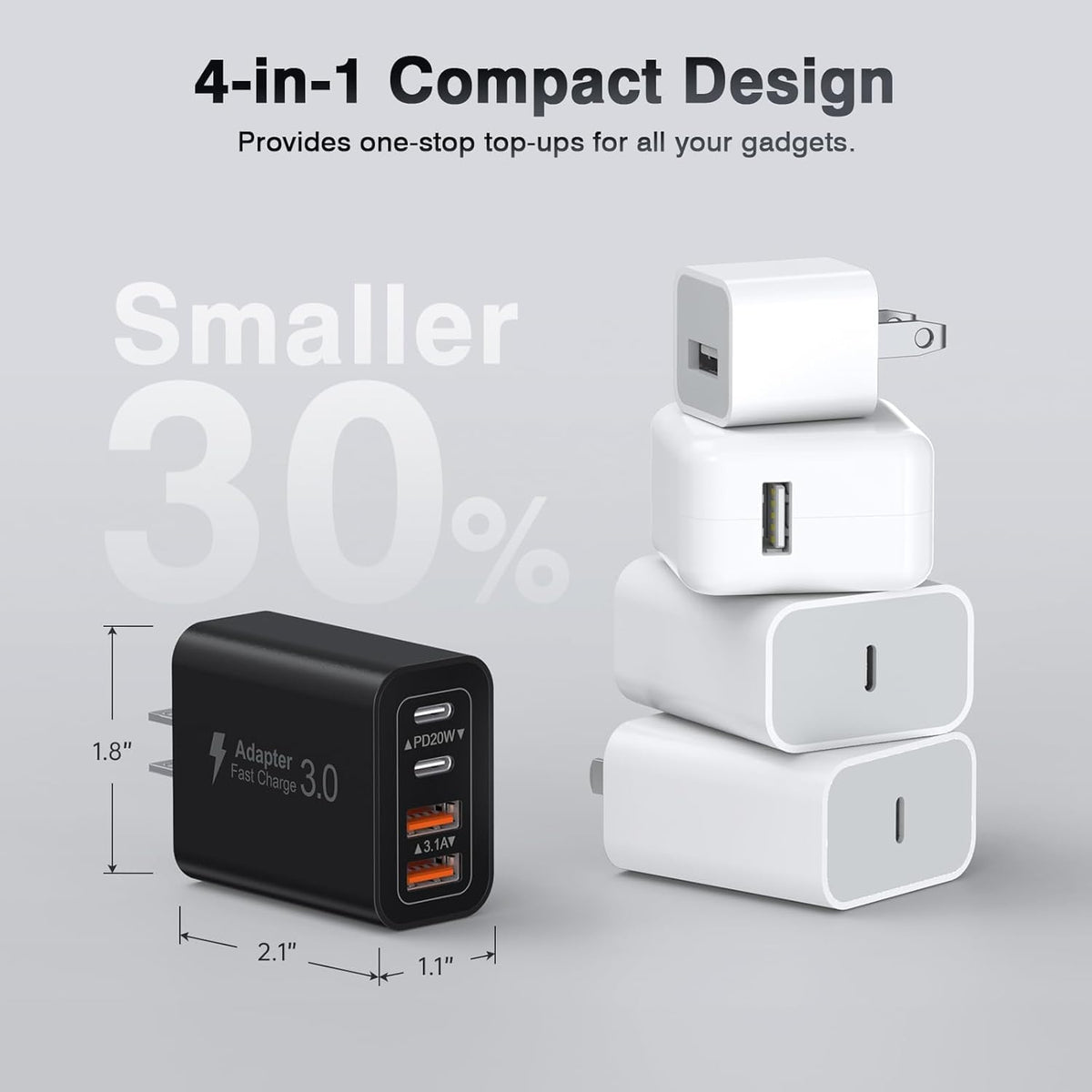 2Pack] 40W USB C Charger Block (2Pack White+Black / 40W)