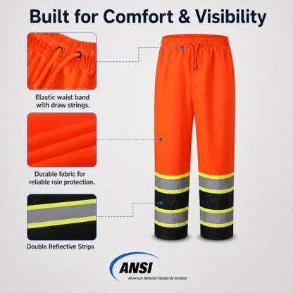 Rain Jacket Men Hi Vis Rain Coats Reflective Raincoat High Visibility Work Suits for Men Women Waterproof