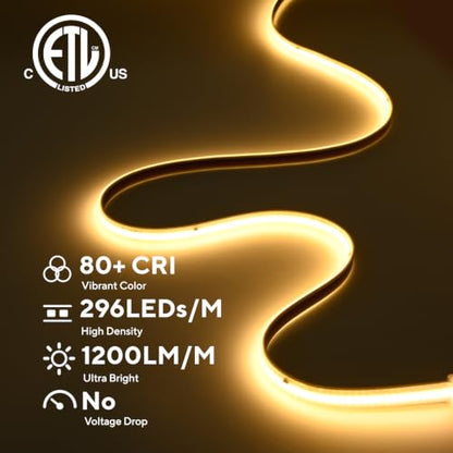 COB LED Rope Light AC 120V 1200lm Ultra Bright IP65 Waterproof Cold