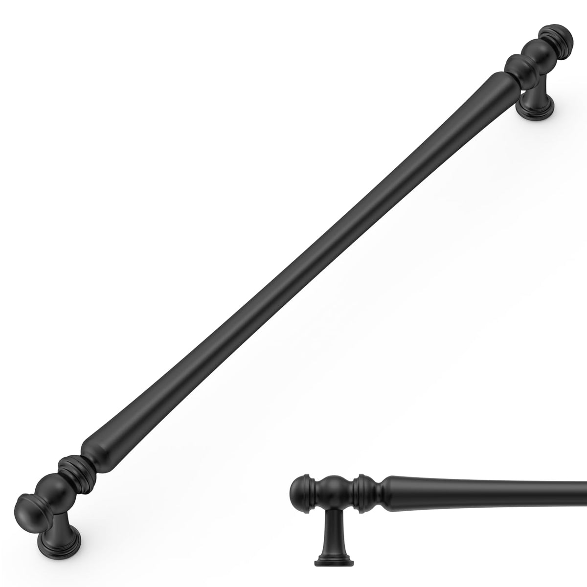 10 Pack Heavy Duty Solid Zinc Alloy Matte Black Cabinet Pulls (Matte Black / 10"/254MM Hole Center)