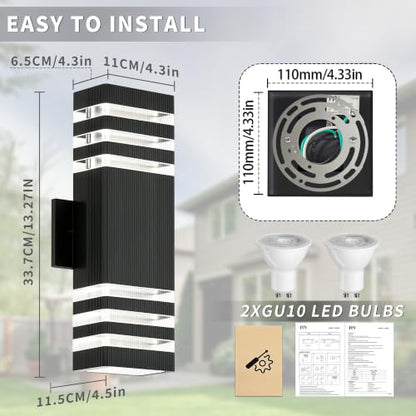 Square Outdoor Wall Lights Pack 3 Layer