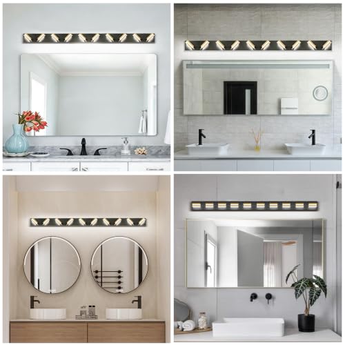 Bathroom Lights Fixtures Over Mirror (Black-Gold / 10-Light)
