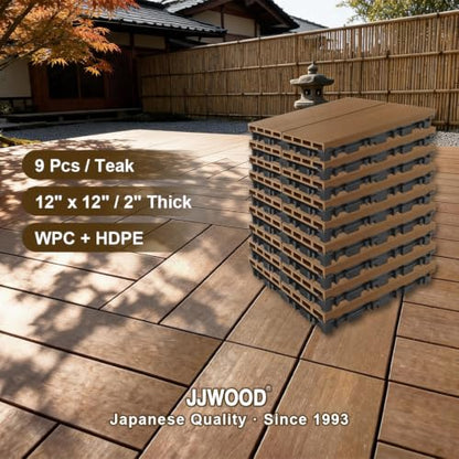 9 Pcs WPC Wood Deck Tiles