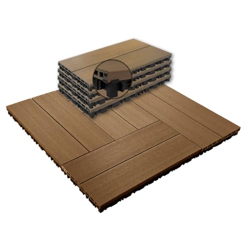 9 Pcs WPC Wood Deck Tiles