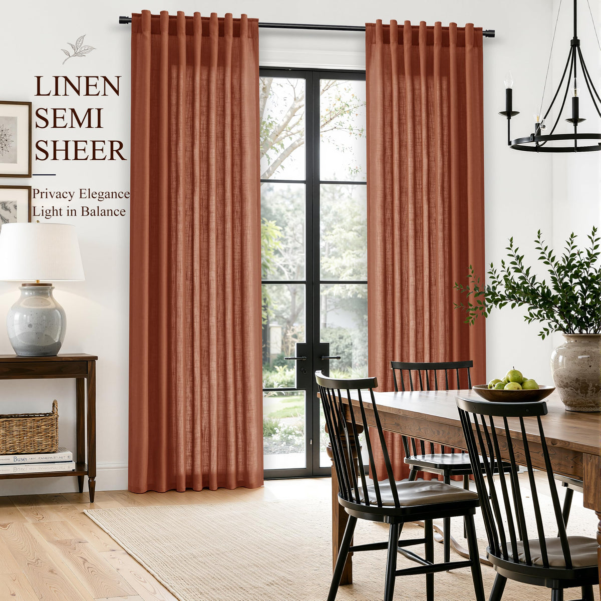 Terracotta Linen Curtains 102 Inches Long for Living Room 2 Panels (Terracotta / 52"W x 102"L (Pack of 2))