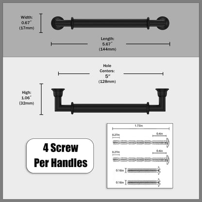 20 Pack Matte Black Cabinet Pulls 5 Inch (5" Hole Center / Matte Black)