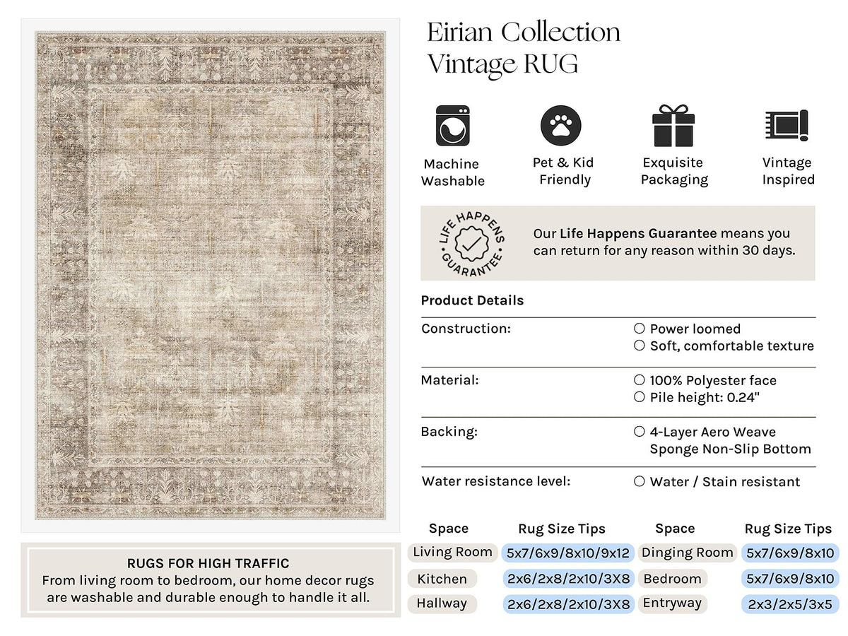 Beige 2x4 Neutral Area Rugs for Entryway Door Mat (Vintage Beigeⅱ / 2' x 4' (Rectangular))