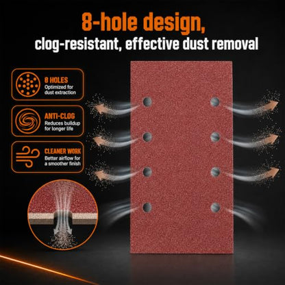 Sandpaper Sheets 8 Hole Hook and Loop