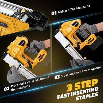 Cordless 2 Inch Brad Nailer Compatible with DeWalt 20V Battery (Yellow)