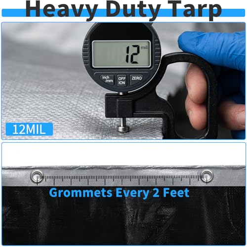 16x20FT Tarp 12 Mil Tarps Heavy Duty Waterproof (Silver&black / 1 6 X 2 0 FT)