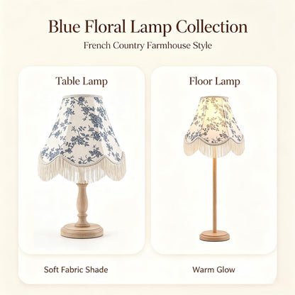 Set of 2 Linen Tassel Lampshade 6x13x10.6 Inches (Blue and white-2 Pack / 6*13*10.6in)