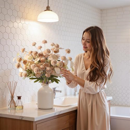 32 Pcs Beige Faux Silk Mums (Beige)