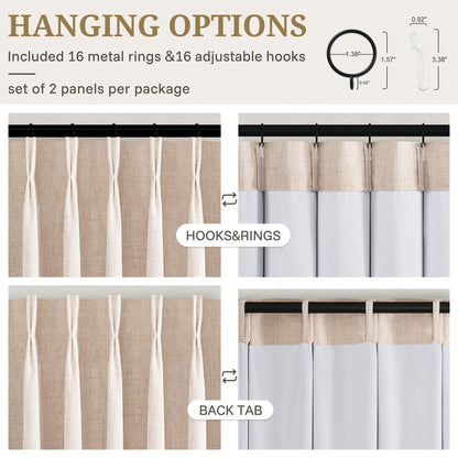 Linen Blackout Curtains 90 Inches Long 2 Panels (Linen / 50"W x 90"L (Pack of 2))
