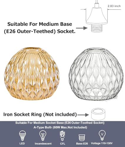 Globe Ripple Glass Lamp Shade