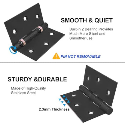 6 Pack 3.5 Inch Heavy Duty Stainless Steel Door Hinges
