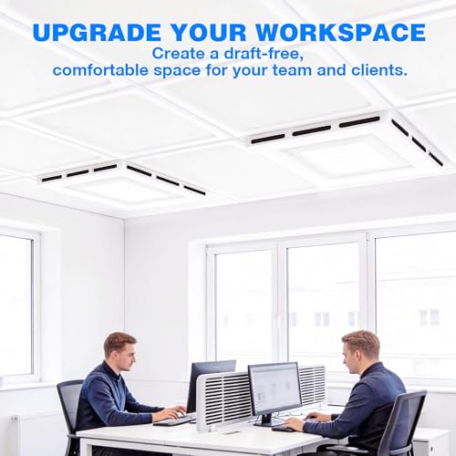 4-Pack 4-Way Ceiling Air Diverter 24"x24", Commercial Air Vent Deflector for 2'x2' Drop Ceiling Grid, No Tools Needed, Zero Damage Rest-on Design, Airflow Redirector for Offices, Business