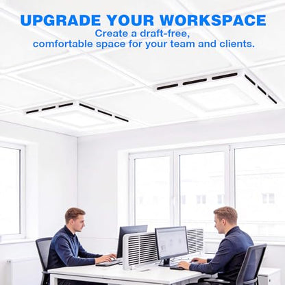4-Pack 4-Way Ceiling Air Diverter 24"x24", Commercial Air Vent Deflector for 2'x2' Drop Ceiling Grid, No Tools Needed, Zero Damage Rest-on Design, Airflow Redirector for Offices, Business