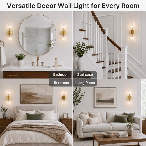 Gold Glass Wall Sconce Light (Gold Clear Glass)